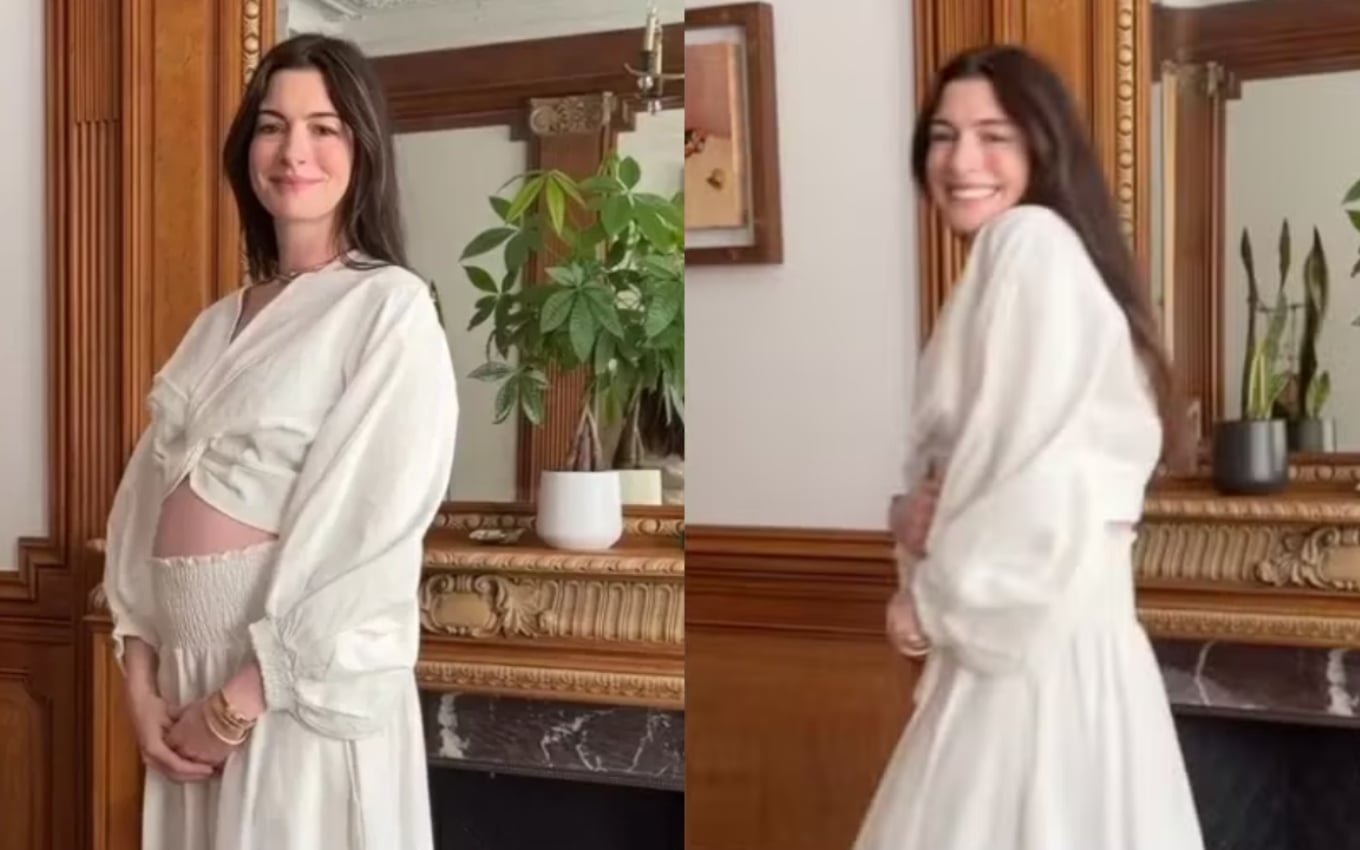 Anne Hathaway anuncia terceira gravidez em vídeo emocionante nas redes sociais