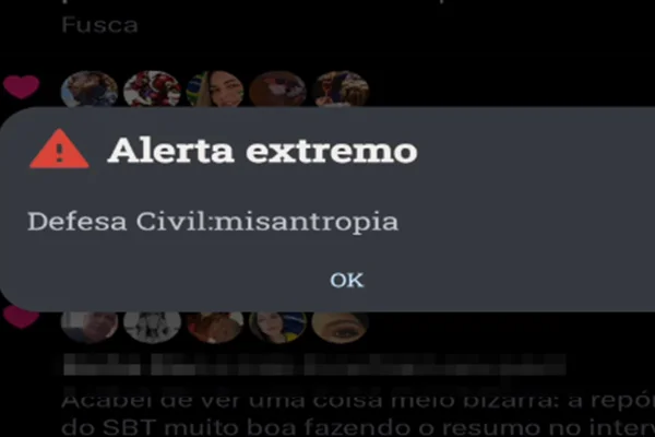 Invasão no sistema da Defesa Civil dispara alerta falso com termo misantropia