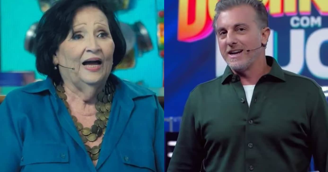 Dona Déa Lúcia e Luciano Huck no Domingão (Foto: Reprodução/Montagem TV Foco)