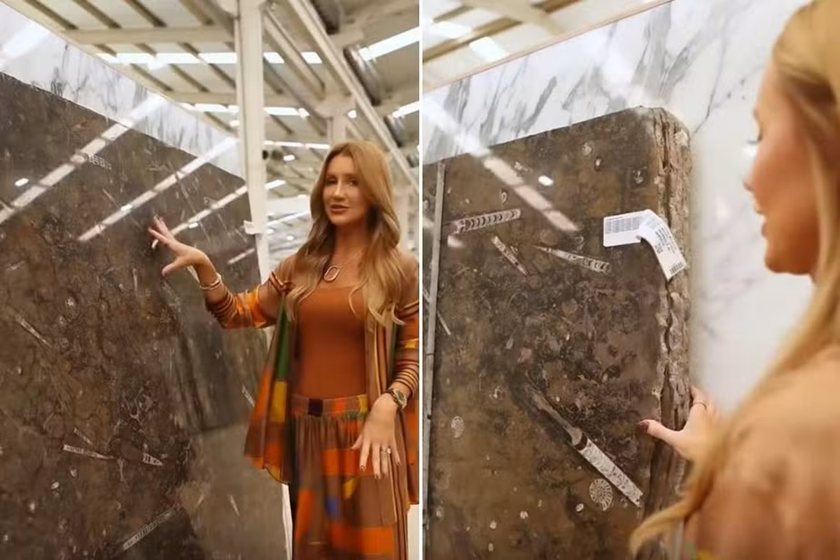 Luxo e história: Ana Paula Siebert revela pedra com fósseis de 50 milhões de anos em nova mansão