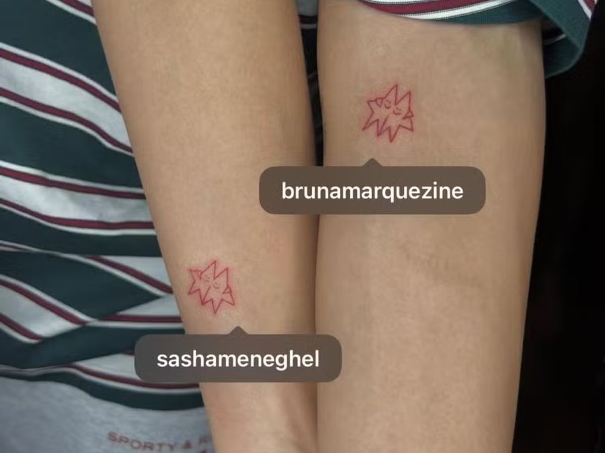 Amizade na pele: Bruna Marquezine e Sasha Meneghel eternizam laço com tatuagens iguais