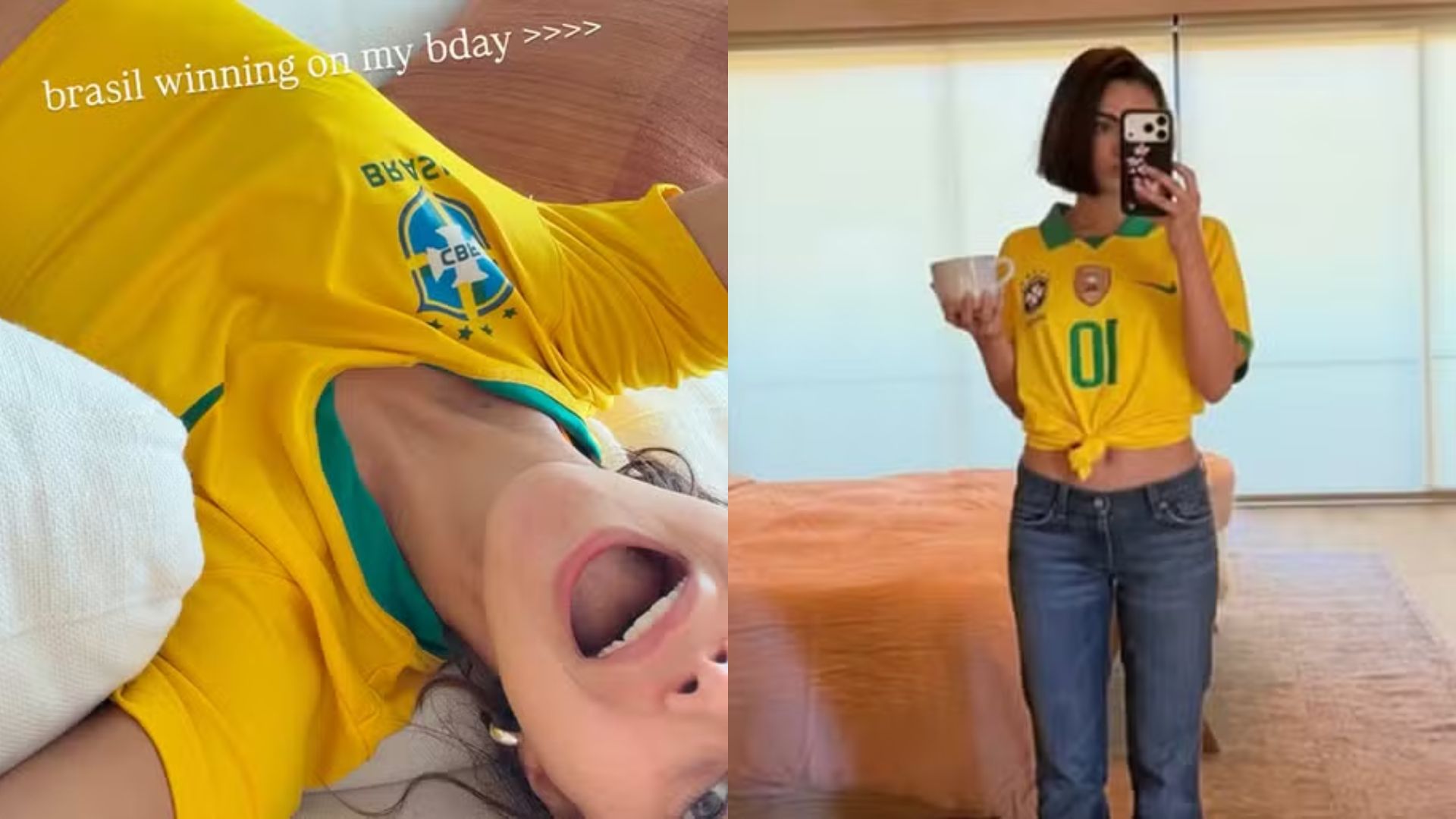Camila Mendes une festa de 32 anos e triunfo da seleção brasileira na Copa