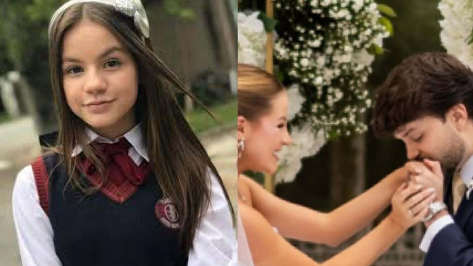 Bela Fernandes, estrela de ‘Poliana’, celebra casamento com influenciador e vestido de noiva vira destaque
