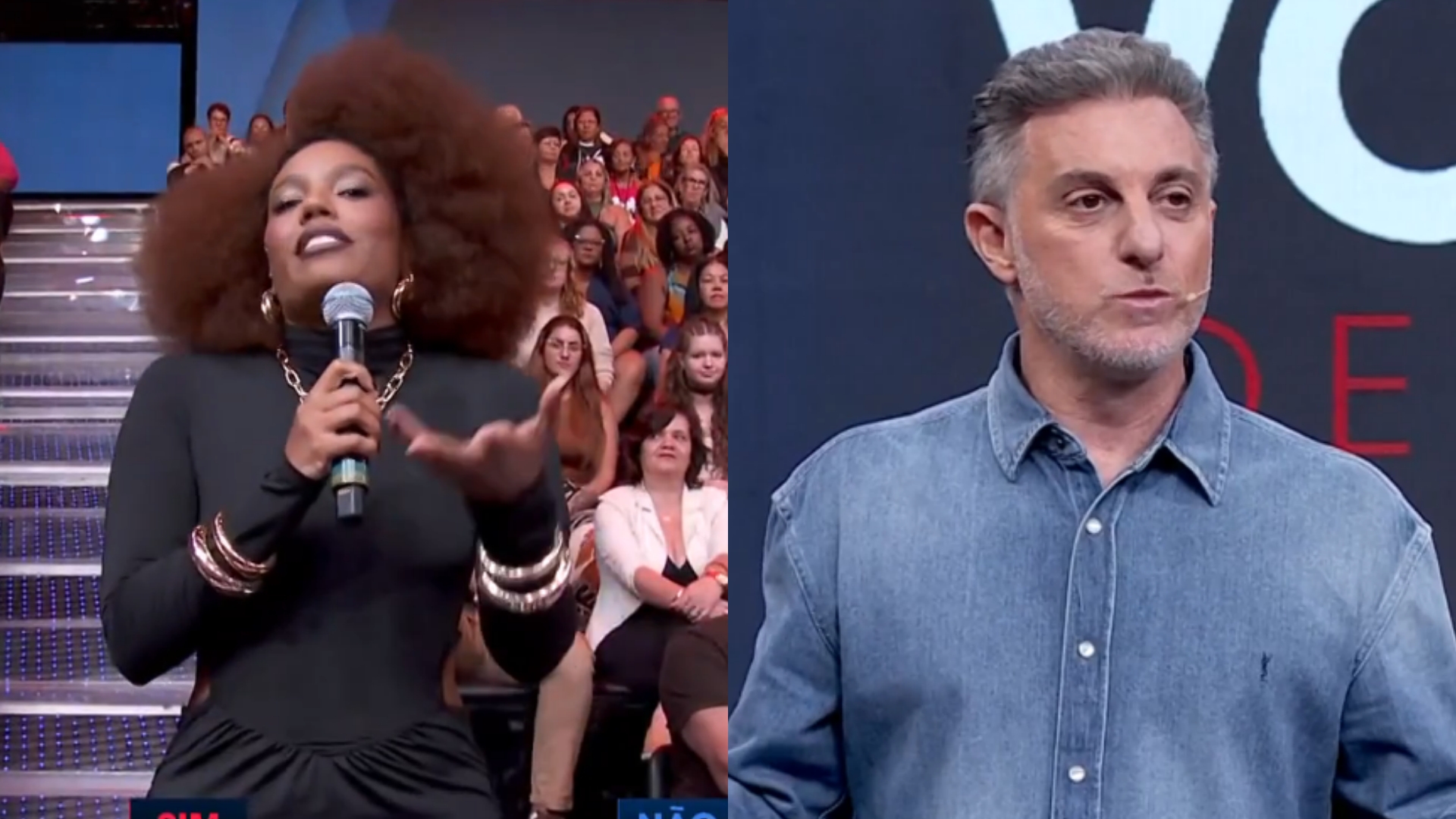 Assistente de palco do Domingão surpreende ao quebrar protocolo ao vivo e agita redes sociais
