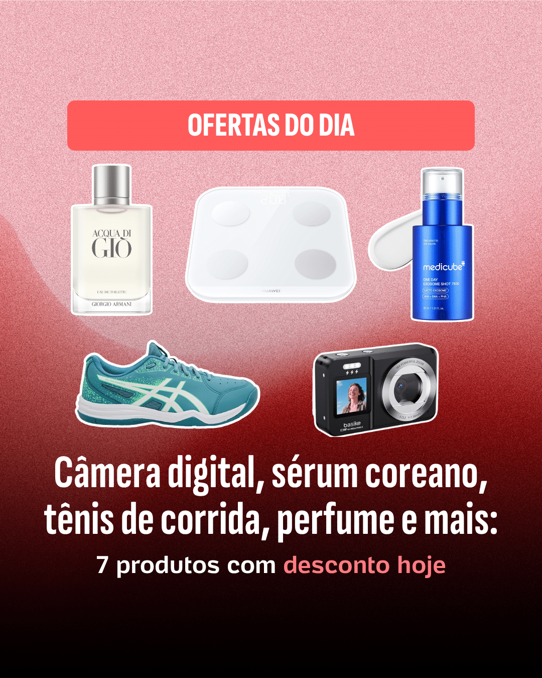 Ofertas do dia: câmera digital, sérum coreano, tênis e perfume lideram lista de descontos