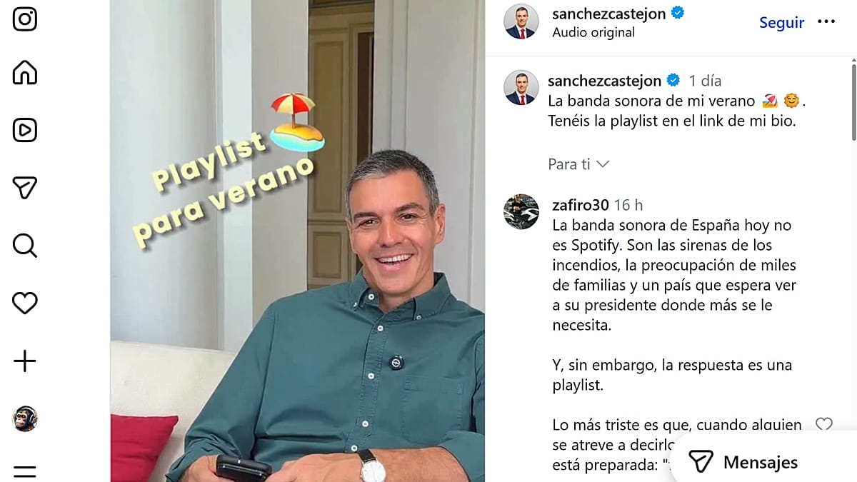 Pedro Sánchez enfrenta críticas após publicar playlist musical durante crise migratória em Ceuta